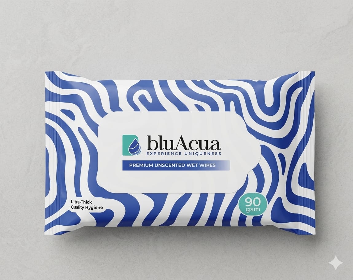 The Blu Acua 90 GSM Premium Wet Wipe: A new standard in personal care.